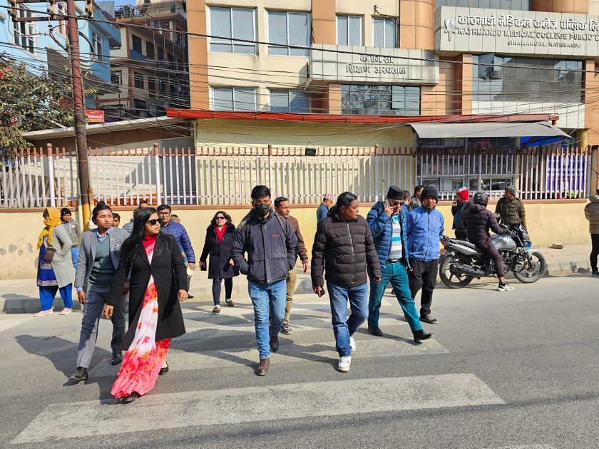 काठमाडौँ महानगरमा पैदल मार्ग सुधार योजनाको अनुगमन