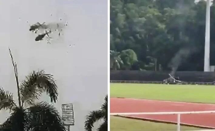 मलेसियामा दुईवटा हेलिकप्टर आकाशमै ठोक्किएर दुर्घटना, १० जनाको मृत्यु