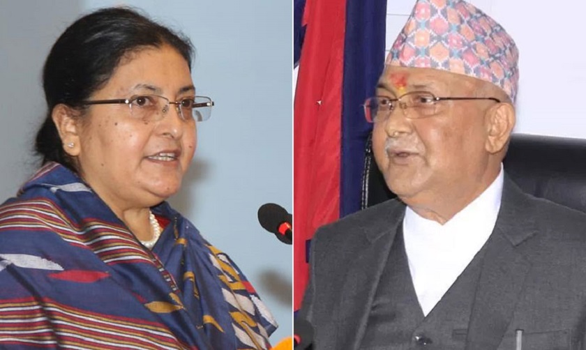 ओलीसँग भेटवार्ता गर्न च्यासल जाँदै पूर्वराष्ट्रपति भण्डारी