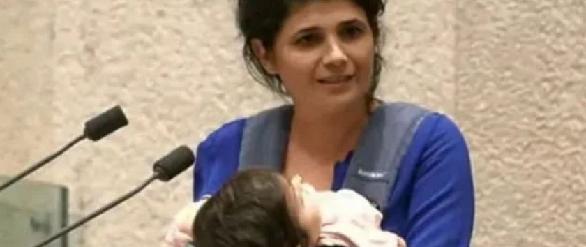 बच्चा लिएर पोडियममा पुगेकी महिला सांसदलाई भाषण गर्न रोक