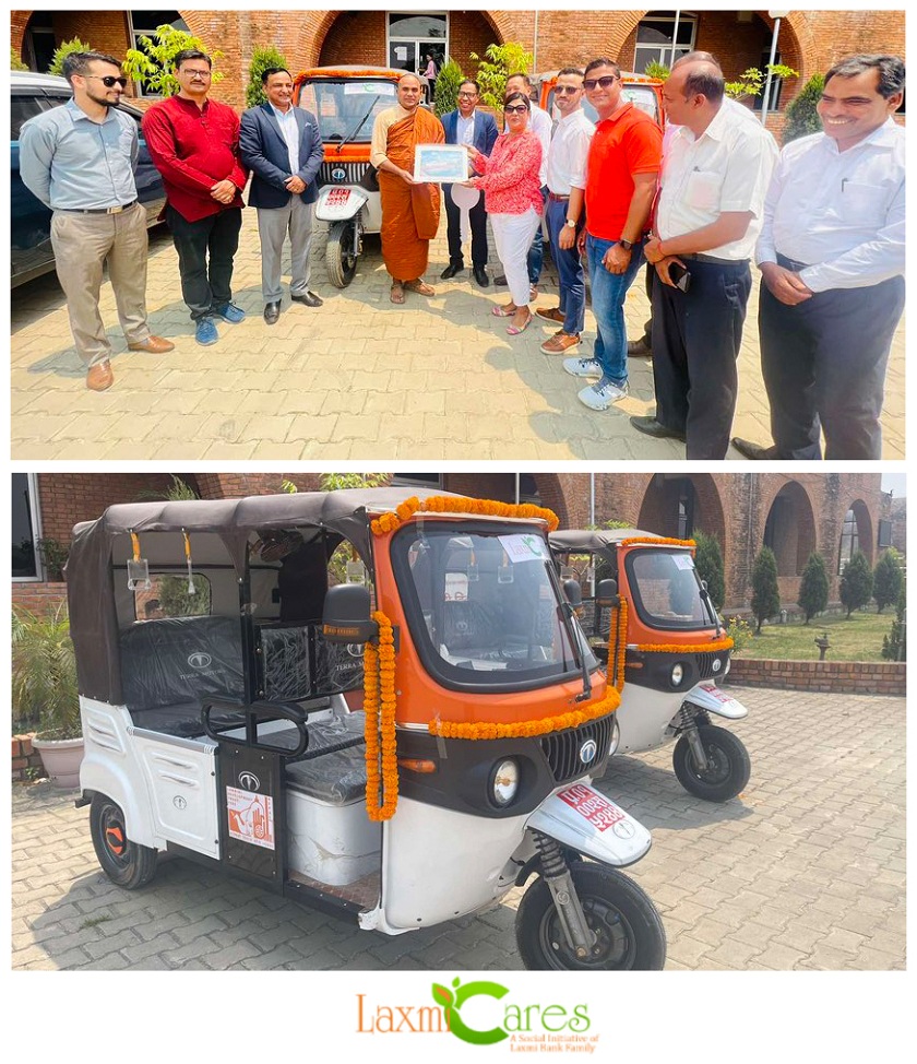 लुम्बिनी आउने धर्मावलम्बीका लागि लक्ष्मी केयर्सद्वारा विद्युतीय सवारी साधन प्रदान
