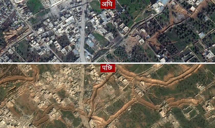 यसरी ध्वस्त हुँदैछ सिरिया : हेर्नुहोस् भूउपग्रहबाट खिचिएका तस्वीर