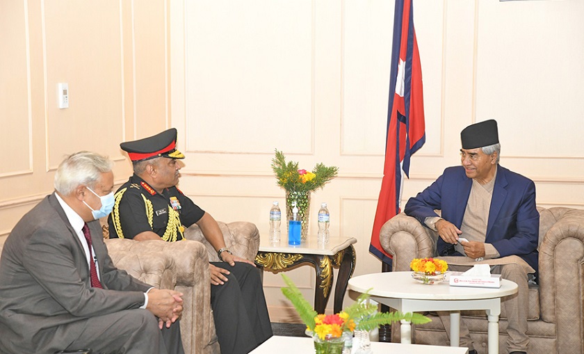 भारतका सेनाध्यक्ष पाण्डे र प्रधानमन्त्री देउवाबिच भेटवार्ता