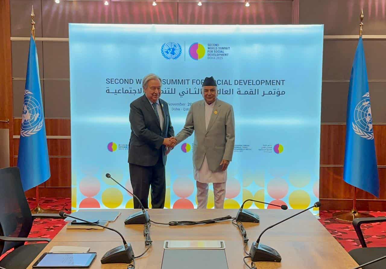 राष्ट्रपति पौडेल र संयुक्त राष्ट्र संघका महासचिव एन्टोनियो गुटेरेसबीच शिष्टाचार भेटवार्ता