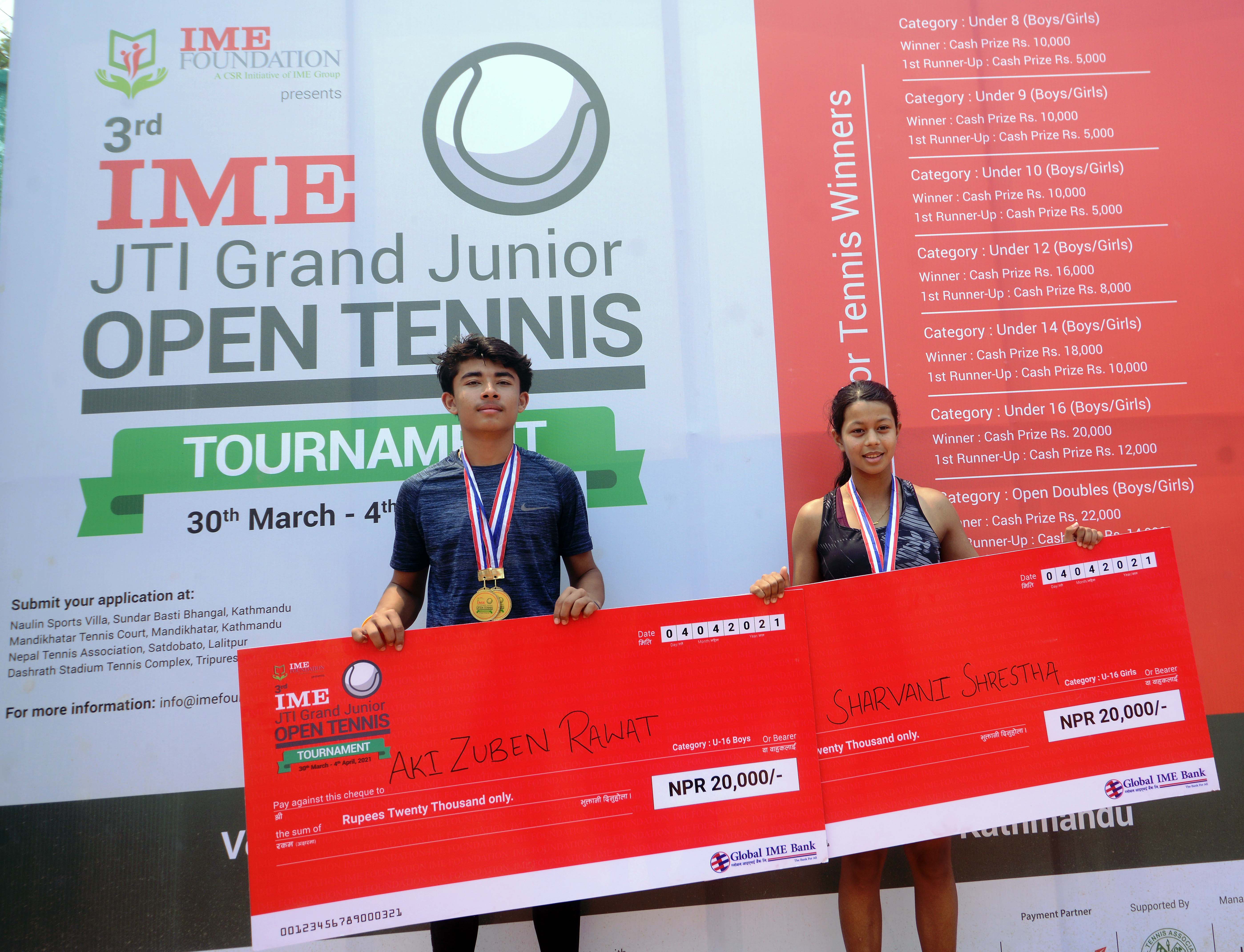 तेस्रो आइएमई टेनिस प्रतियोगिता सकियो