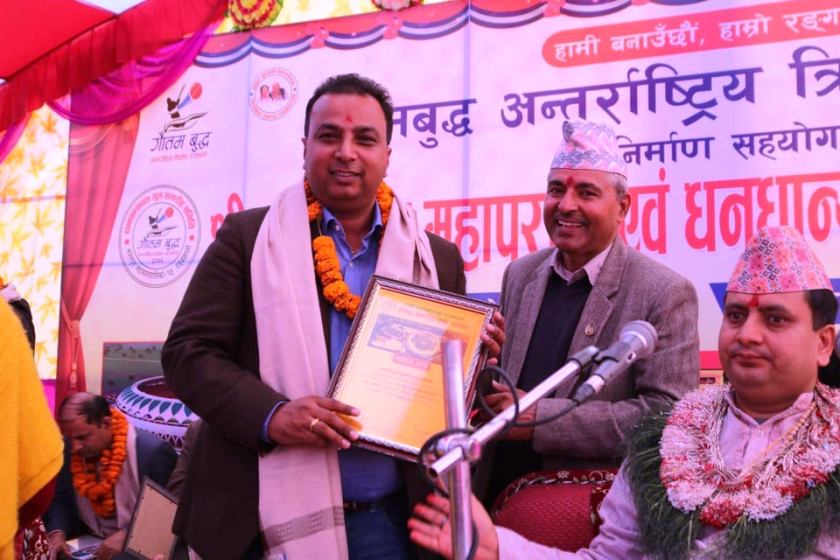 गौतम बुद्ध अन्तर्राष्ट्रिय रंगशालालाई रोयल पेन्ट्सले गर्यो ५ लाख सहयोग