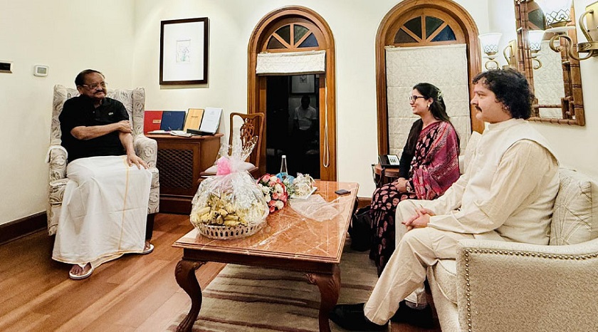 भारतका पूर्व उपराष्ट्रपतिसँग रास्वपा सांसदद्वय गौतम र ढकालको भेटवार्ता