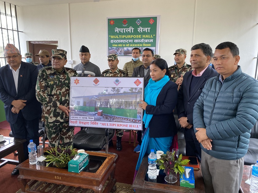 नेपाली सेनाद्धारा निर्मित बहुउद्येश्यीय हल भरतपुर महानगरपालिकालाई हस्तान्तरण