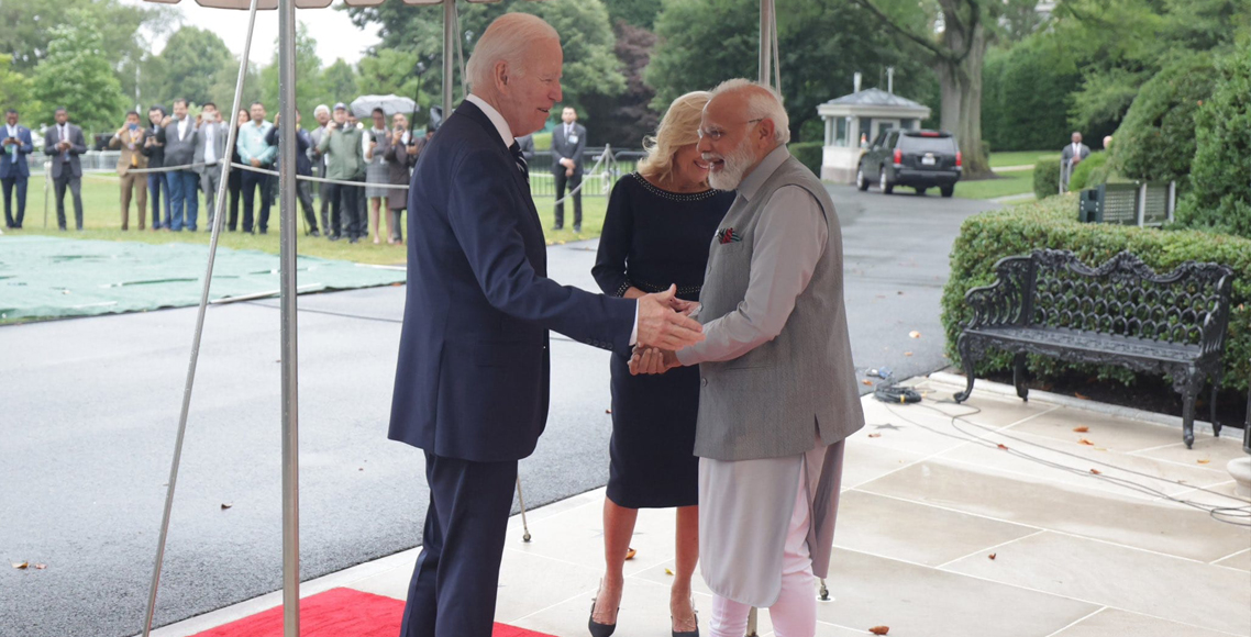 बाइडेनलाई भेट्न ह्वाइट हाउस पुगे भारतीय प्रधानमन्त्री मोदी