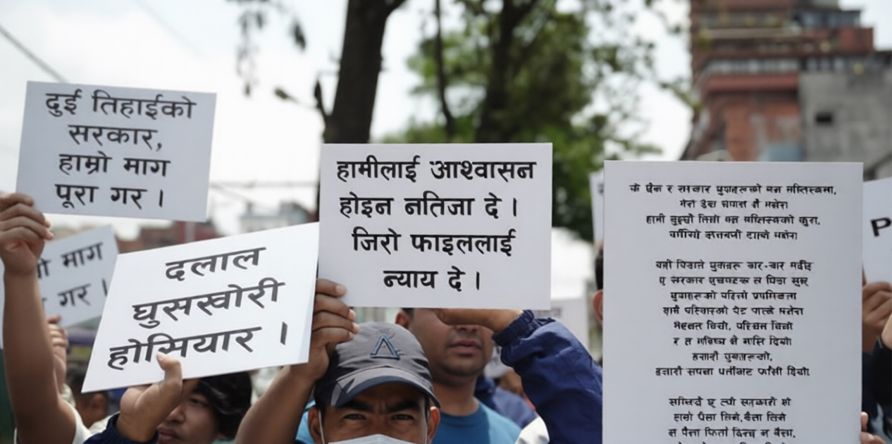 ईपीएसमार्फत कोरिया जान प्रतीक्षारत युवाद्वारा माइतीघरमा प्रदर्शन