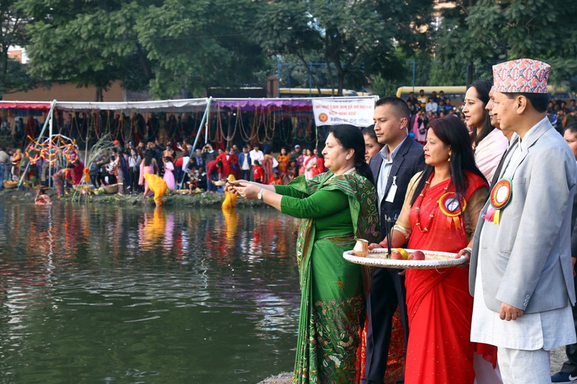 राष्ट्रपति भण्डारीद्वारा छठी माताको मन्दिरमा पूजाअर्चना