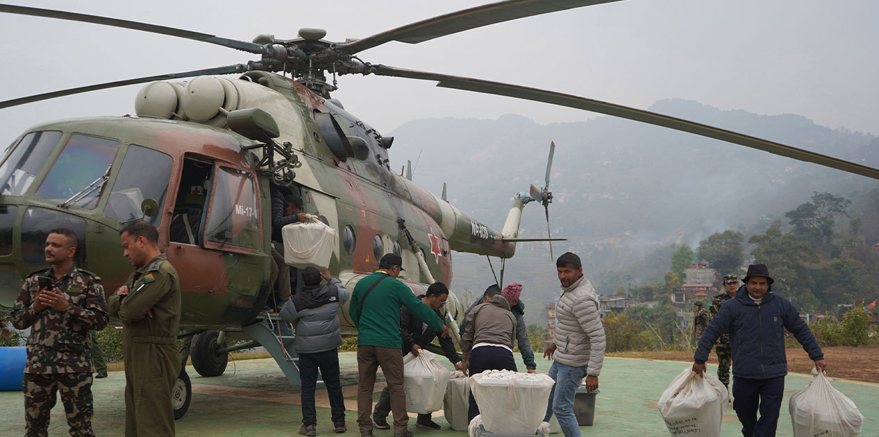 उत्तरी गोरखाका सबै मतपेटिका हेलिकप्टरबाट सदरमुकाम ल्याइयो