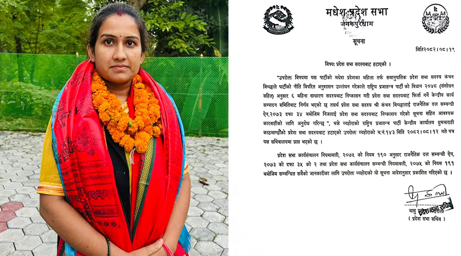 राप्रपा मधेसकी सांसद कञ्चन विच्छा पदमुक्त