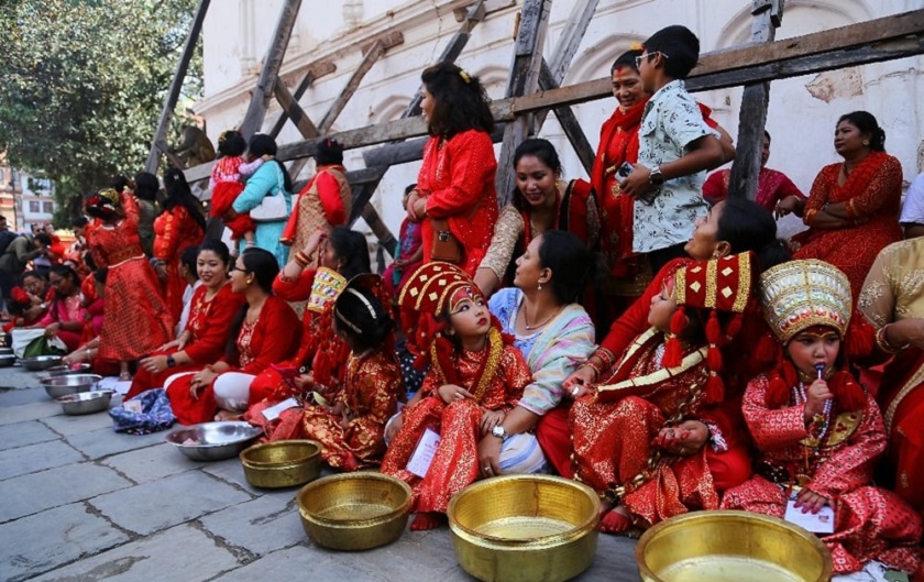 वसन्तपुरमा कुमारीको सामूहिक पूजा