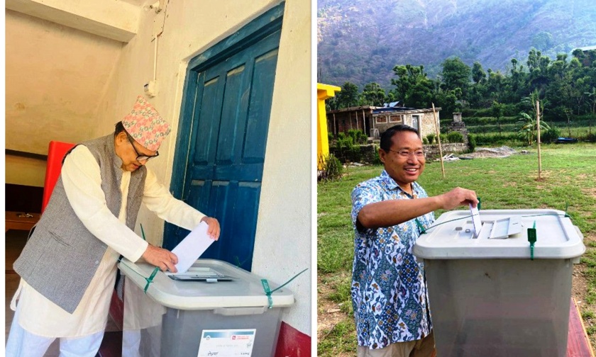 माओवादी नेता महरा र पुनले गरे मतदान