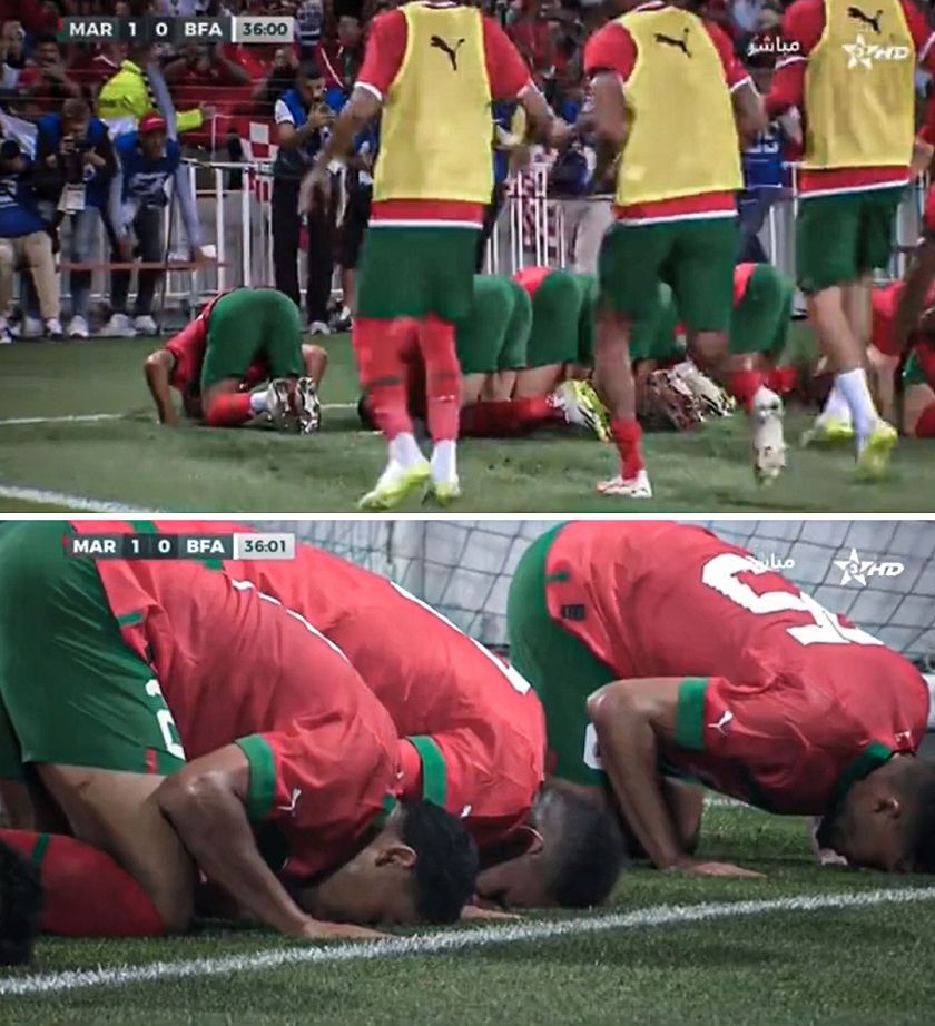 गोल गरेपछि मोरक्कोका खेलाडीले गरे भूकम्पबाट ज्यान गुमाएकालाई सम्झिएर प्रार्थना