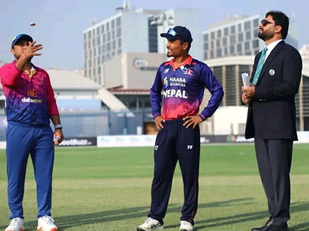 विश्वकप लिग-२ : युएईविरुद्ध ब्याटिङ गर्दै नेपाल