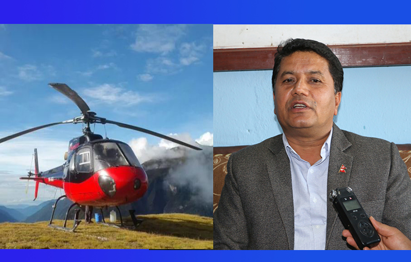 हेलिकप्टर दुर्घटना : आगो बलिरहेकाले घट्नास्थल पुग्न कठिन