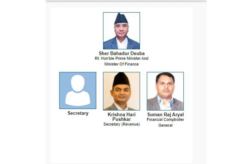अर्थ मन्त्रालयको आधिकारिक ‘वेबसाइट’मा अर्थ सचिवको पद खाली गराइयो