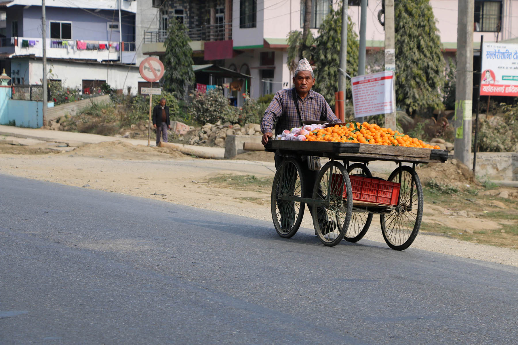 सुन्तला बेच्न बजार निस्किएका व्यपारी