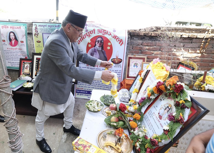 प्रधानमन्त्रीद्वारा सञ्जु खातीप्रति श्रद्धाञ्जली अर्पण