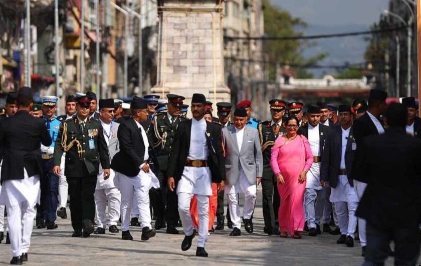 कुमारी जात्रामा सहभागी हुन वसन्तपुर पुगे राष्ट्रपति र उपराष्ट्रपति