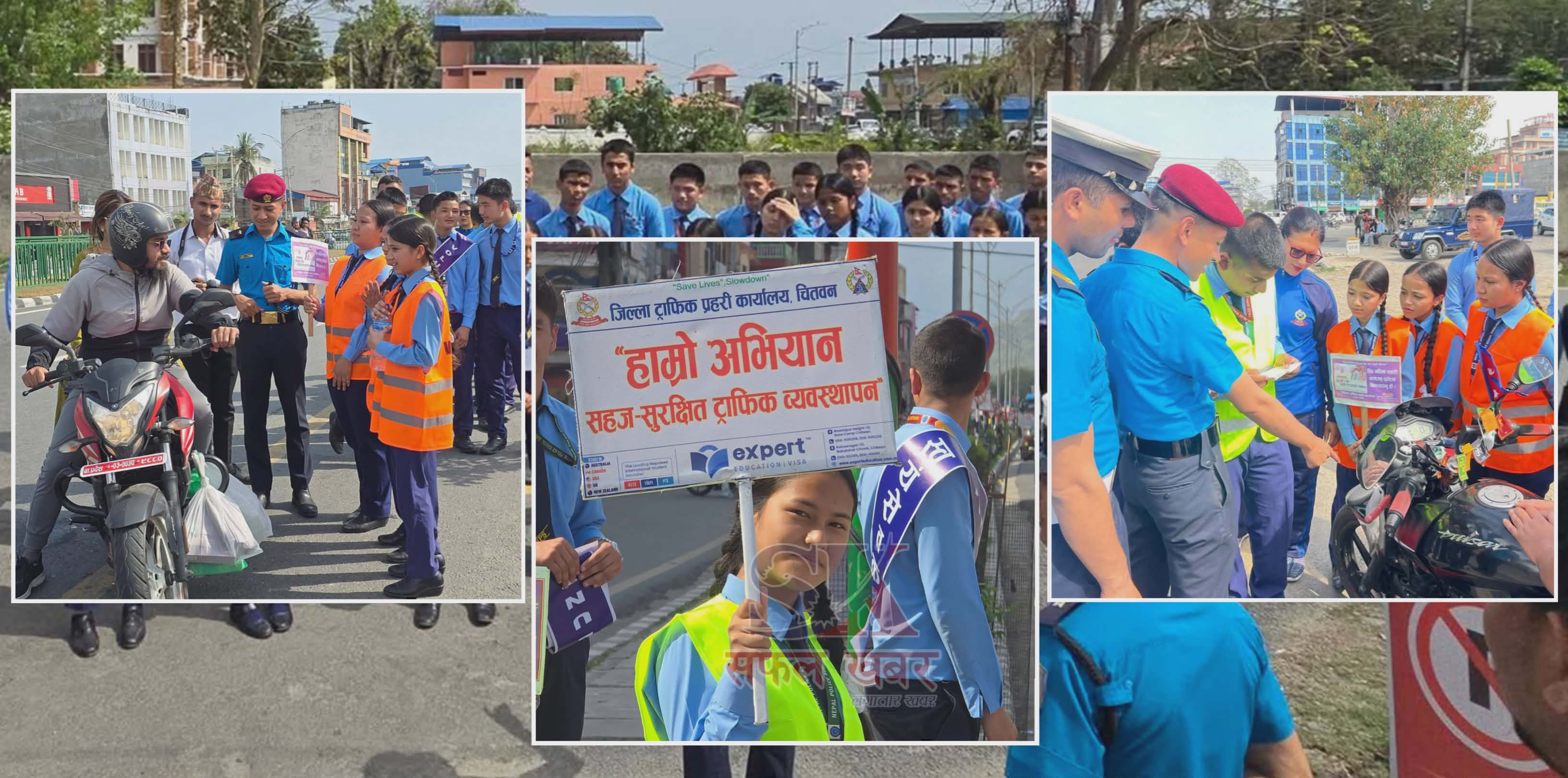 सुरक्षित सडकको सन्देश: नेपाल प्रहरी स्कुल शान्तिपुरका विद्यार्थी ट्राफिक स्वयंसेवक कार्यक्रममा सक्रिय