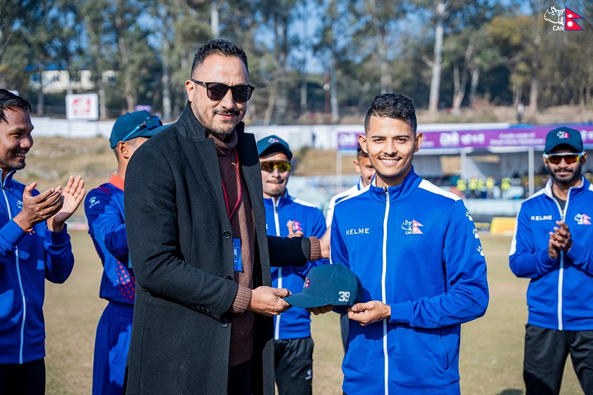 क्यानडाविरुद्ध नेपाललाई पहिलो सफलता, रिजनले ‘डेब्यू' खेलमै लिए विकेट