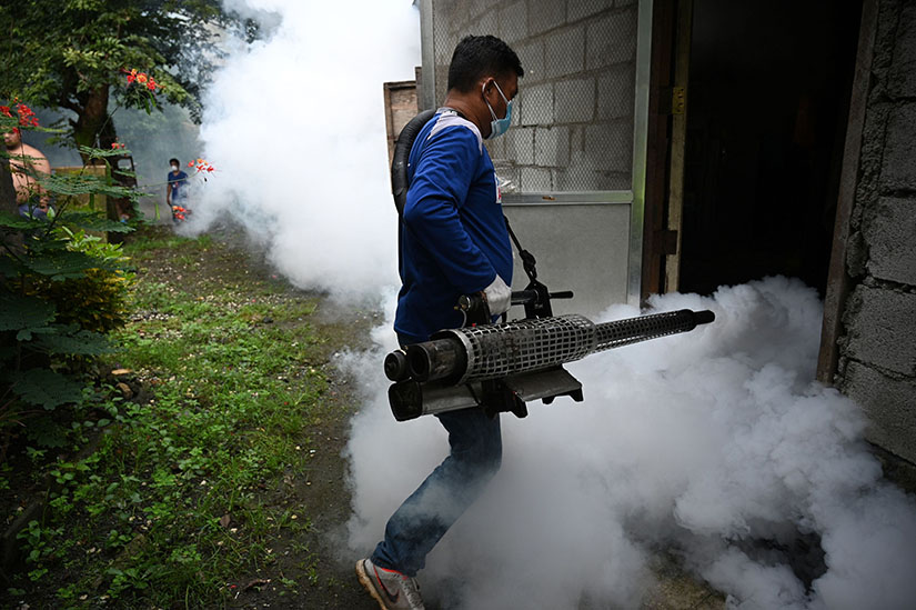 Fogging to kill mosquito larvae