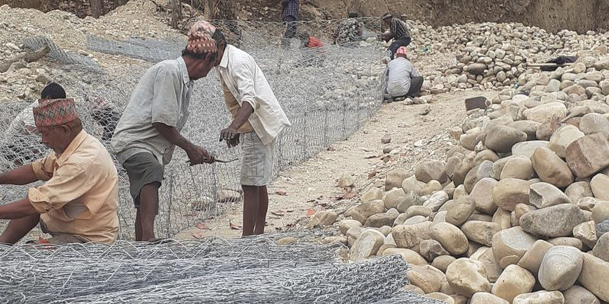 बस्ती जोगाउन जैविक तटबन्ध निर्माण