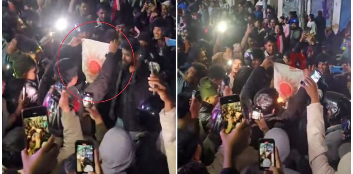 दाङमा रास्वपा कार्यकर्ताले जलाए एमालेको झण्डा