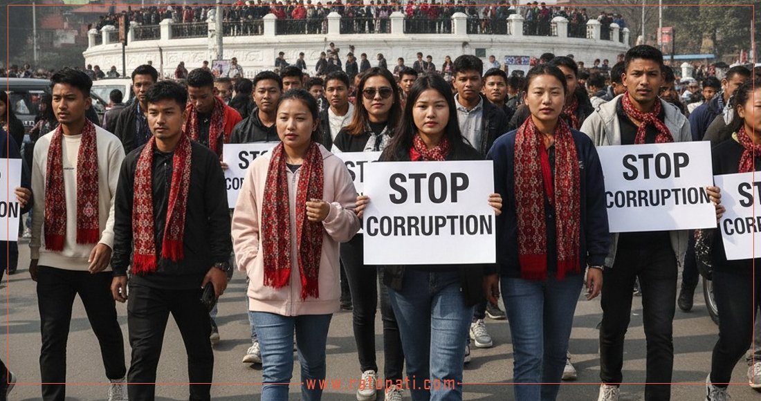 सोमबार राजधानीमा जेनजीले प्रदर्शन गर्दै